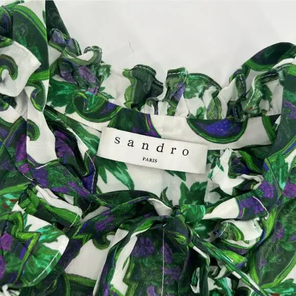 Sandro Paisley Print Silk Top Sz S - Picture 5 of 10